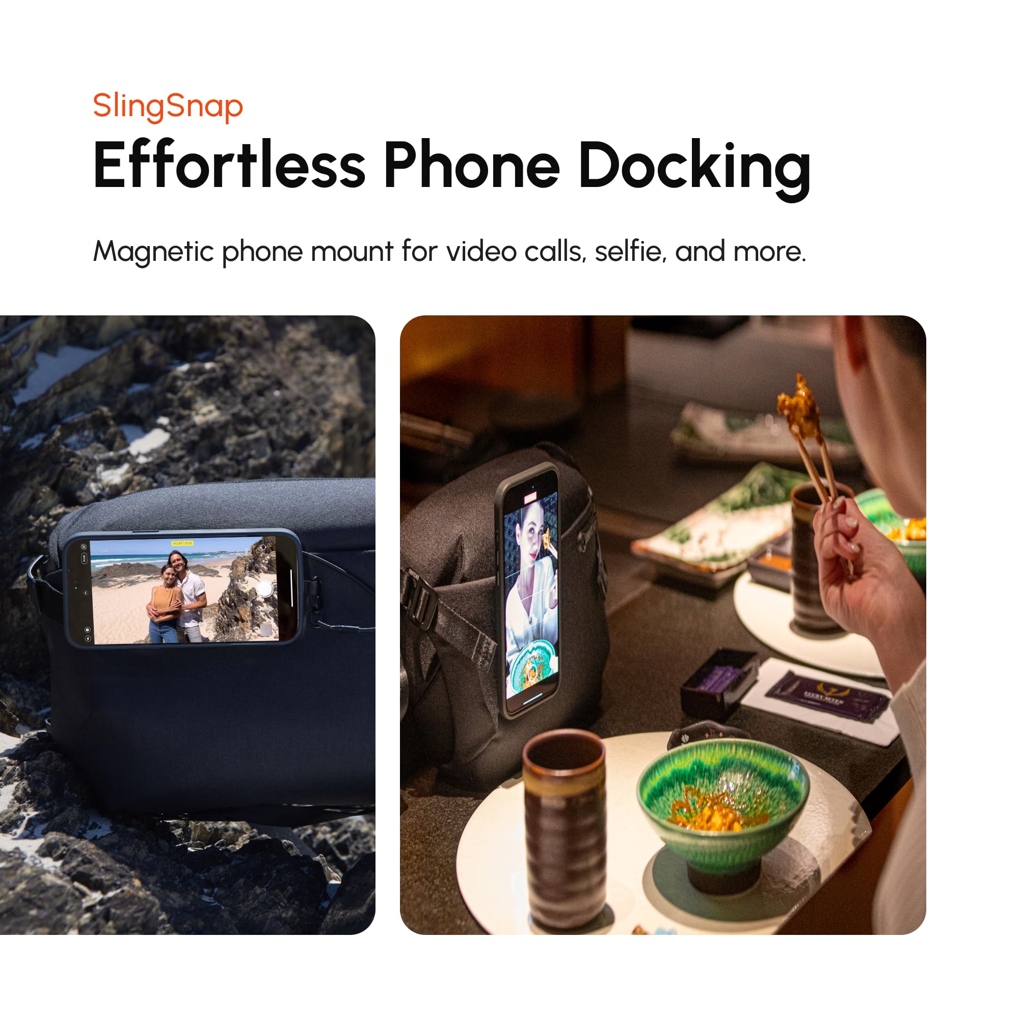 ShiftCam WorkFlow Sling Bag | Hochfunktionelle Tasche für die mobile Fotografie mit magnetischem Handyhalter, Objektivfach und Schnellzugriff | Optimiert den Workflow (Sling L, 7L)