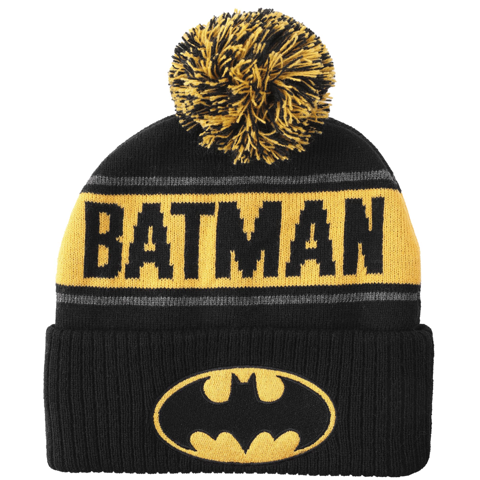 Bioworld Batman Logo & Name Text Black Cuff Beanie