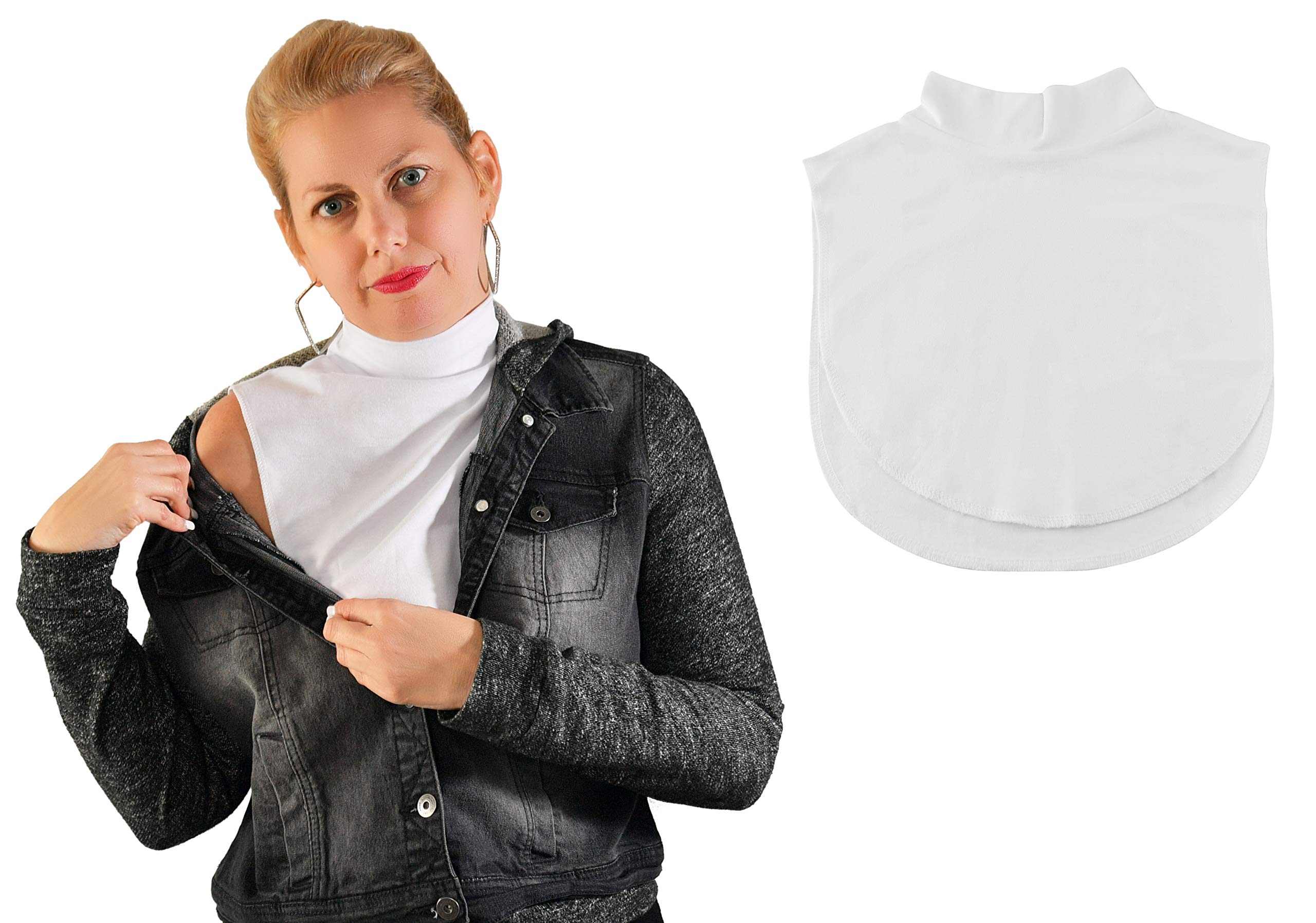 Home-X Unisex Dickey-Fake Turtleneck Half Top Mock Blouse Dickey Collar-Neck Warmer-White