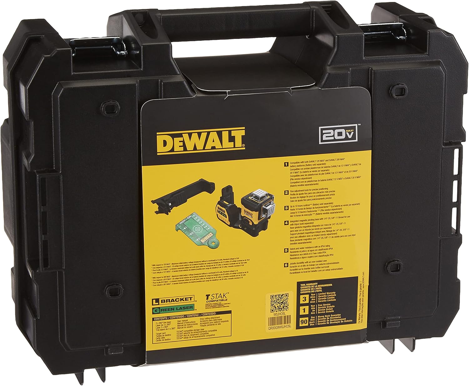 DEWALT DCLE34030GB-QU PREMIUM 3 x 360 20V GREEN LASER (BARE TOOL) - - 