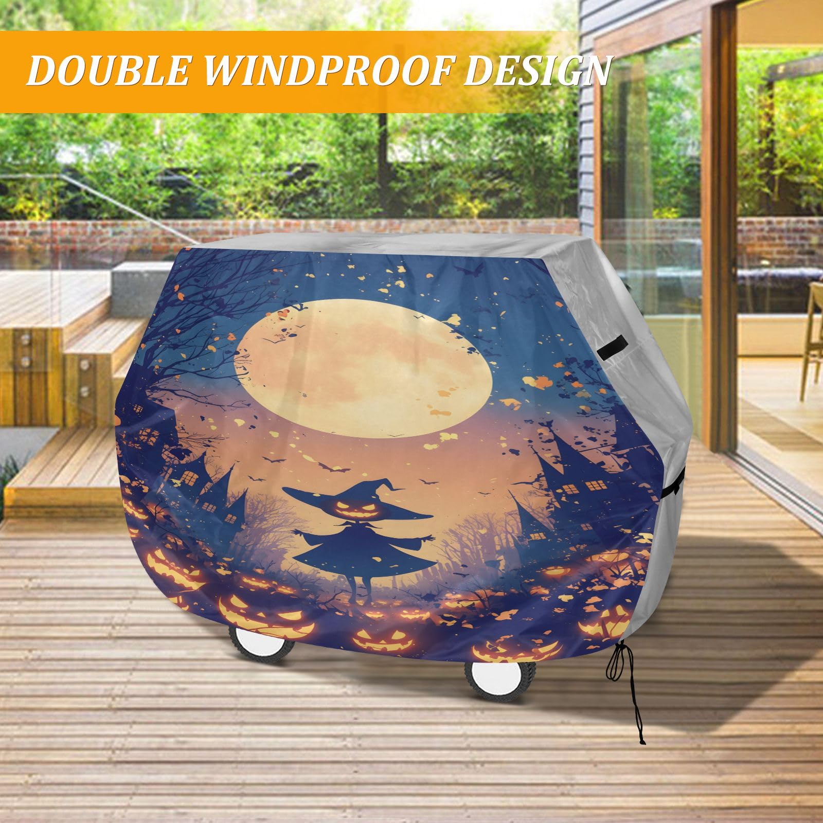 Copertura per barbecue di alta qualità, impermeabile, resistente allo sbiadimento, resistente, adatta per griglie fino a 63 cm di zucca con cappello