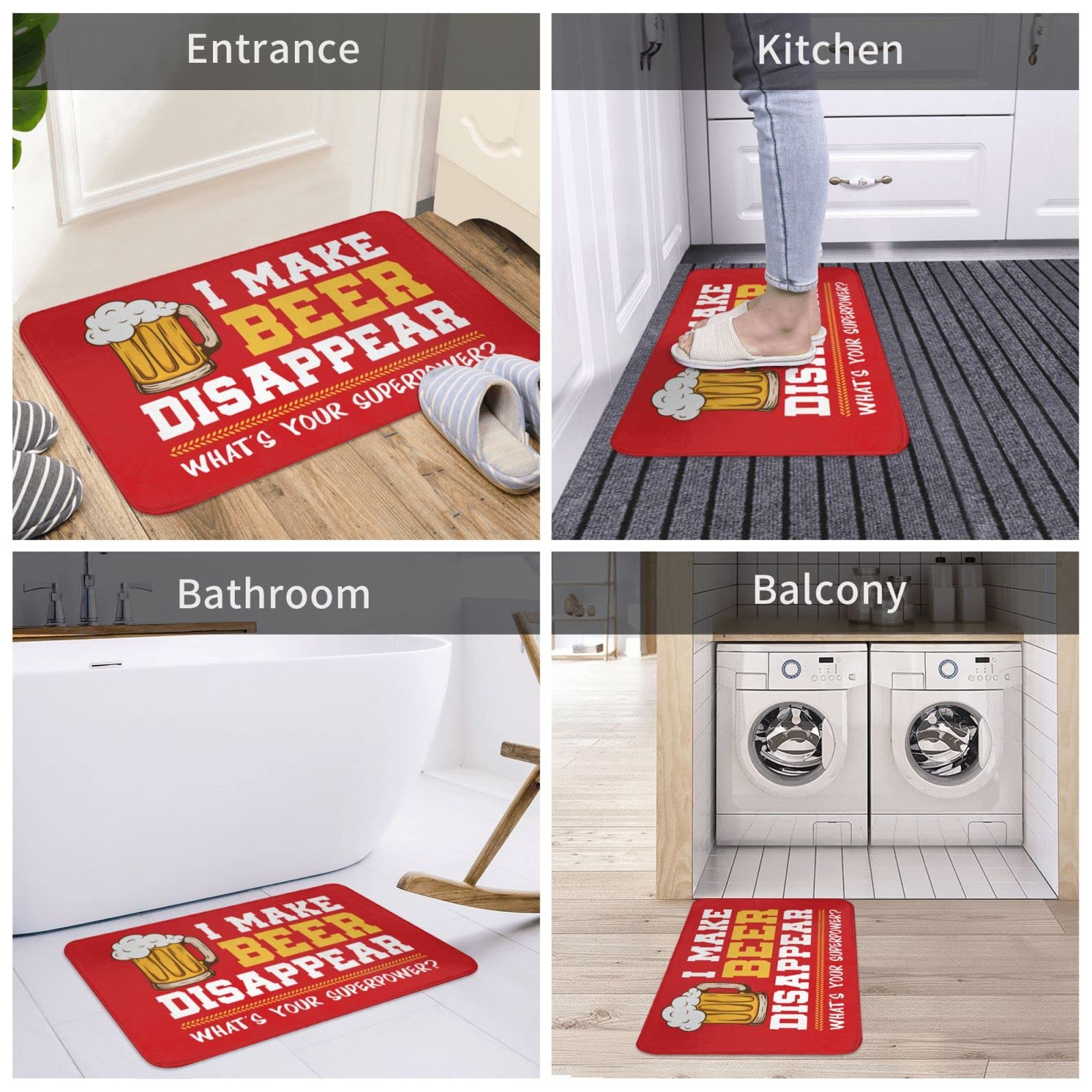 Thankful Kitchen Mat I Make Beer Disappear Felpudo Tiki Bar Decoraciones Felpudo de bienvenida al aire libre divertido (65 x 90 cm)