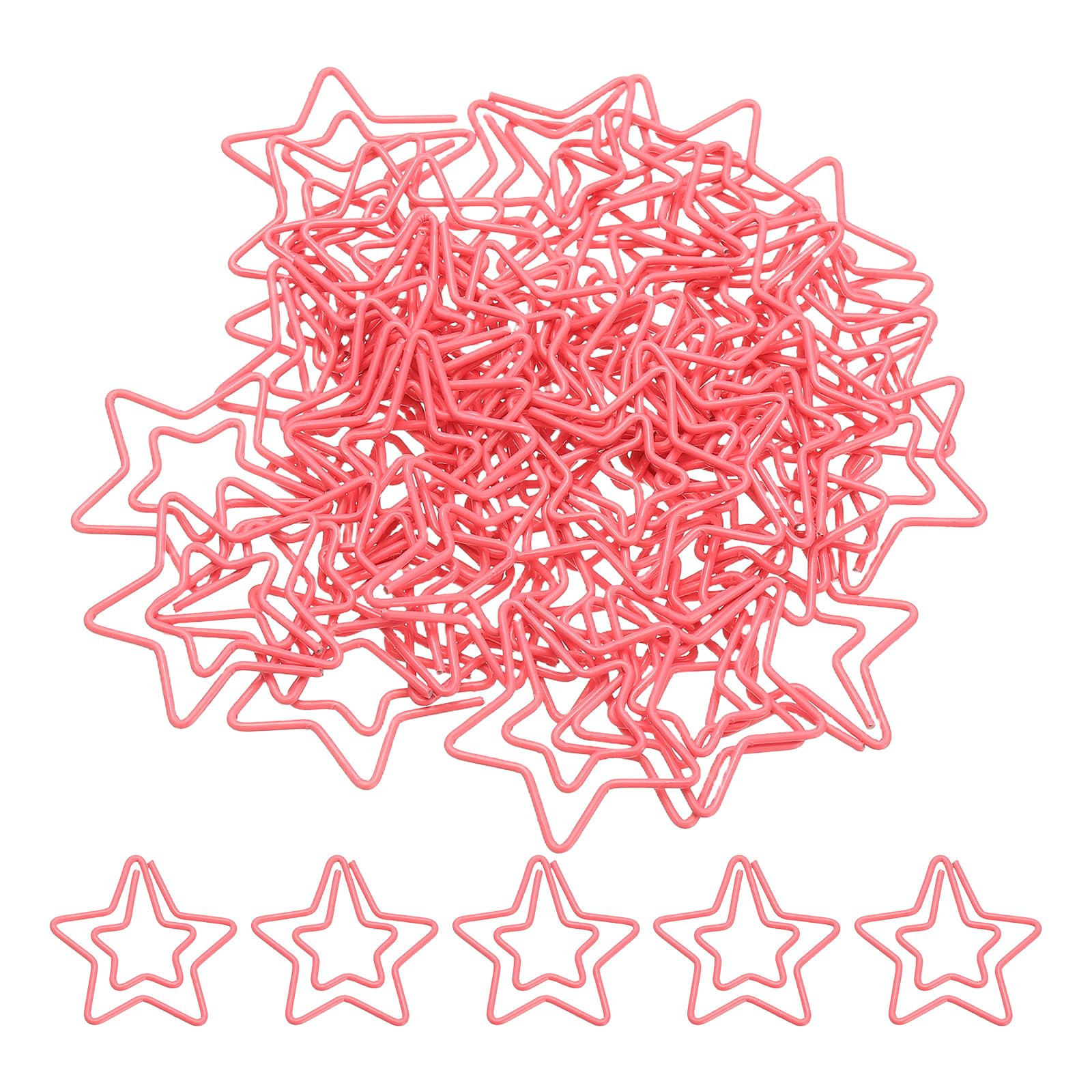 PATIKIL 50pcs Paper Clip, Star Paper Clip Small Cute Rust-Proof Metal Planner Bookmarks for Office Home Rust-Proof Metal Planner Bookmarks for Office Home, 29mm, Pink