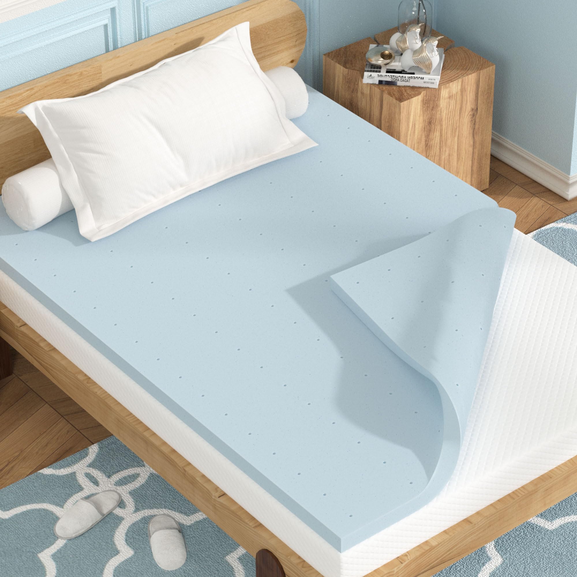 Cooling Gel Mattress Topper - 2 Inch Memory Foam Queen King Full Size for Couples Hot Sleepers Menopause