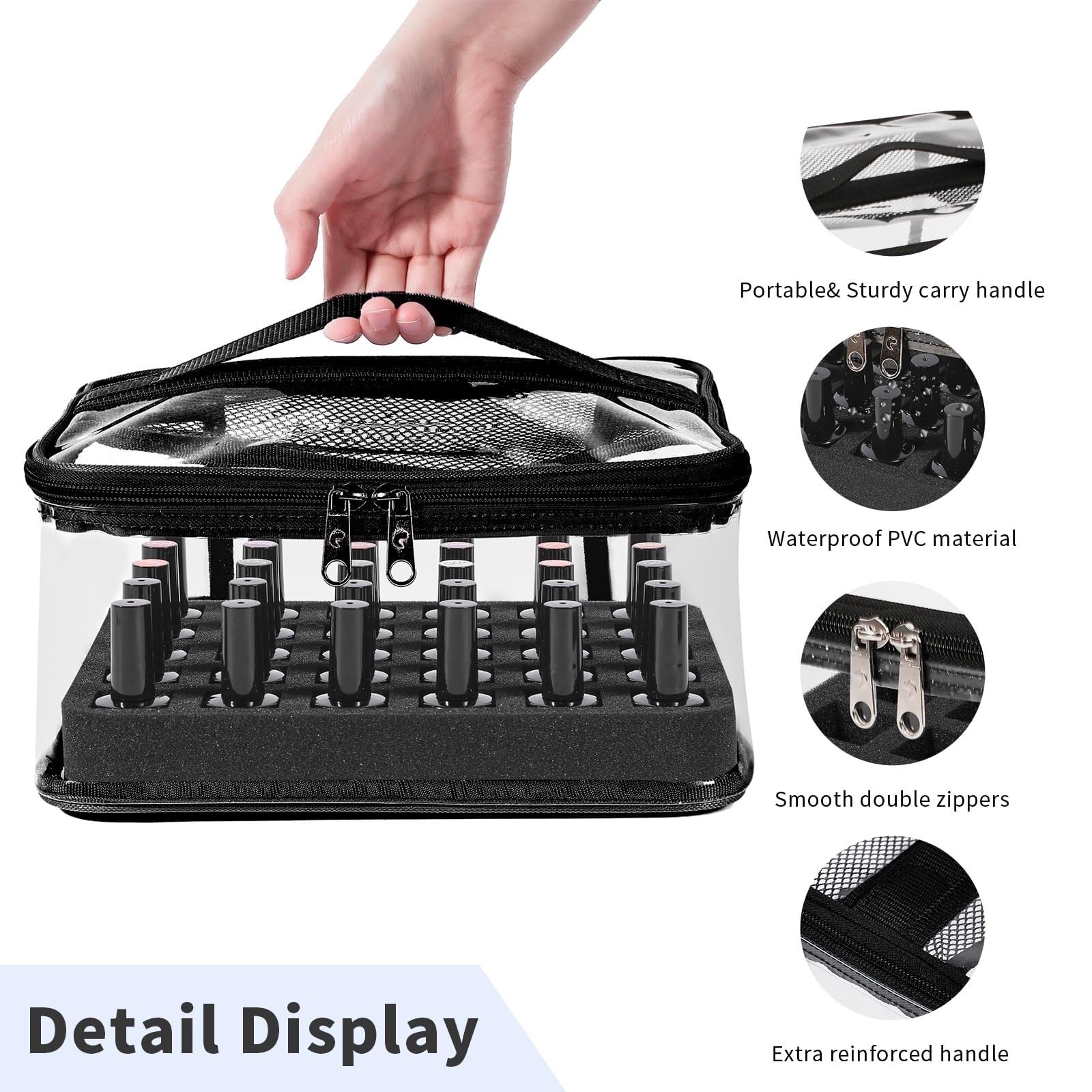 Porta Smalti Scatola Porta Smalto for Unghie, Borsa da Viaggio for Manicure E Accessori Valigetta Custodia(Black)