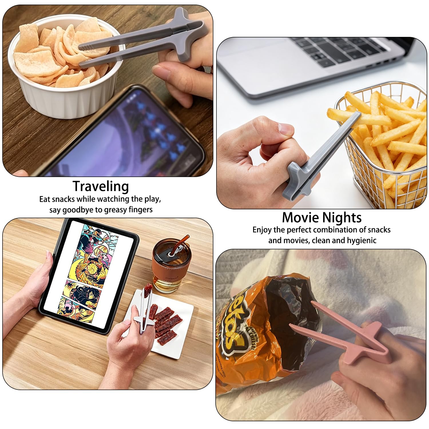Finger Chopsticks - 8 Pack for Easy Snacking -7