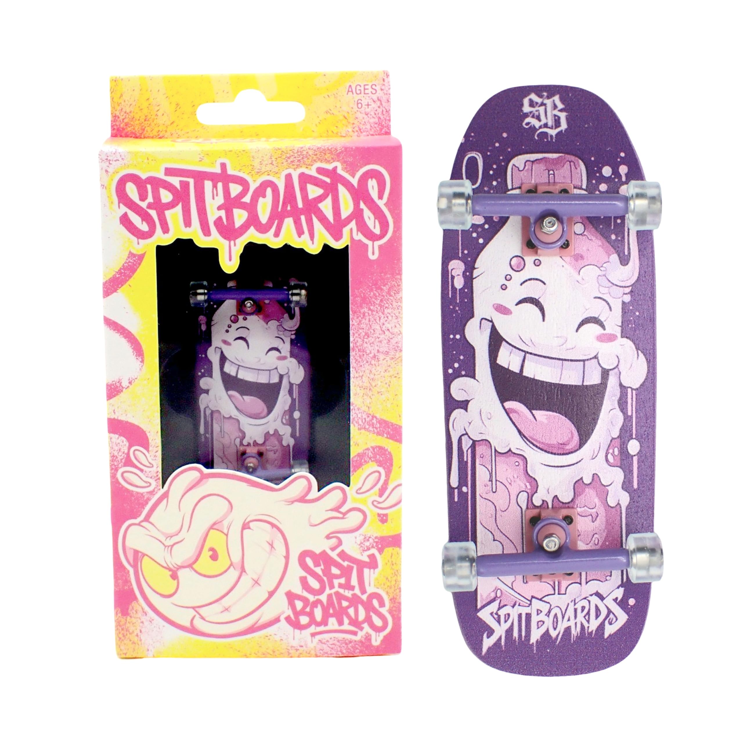 SPITBOARDS® 34mm Fingerboard Oldschool Cruiser Pro Complete Setup, Pre-Assembled 5-Layer Wood, Pro Trucks