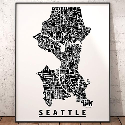 Miniatura 7 de Impresión del mapa del barrio de Seattle, impresión firmada de mi arte original de mapa de tipografía de Seattle dibujado a mano