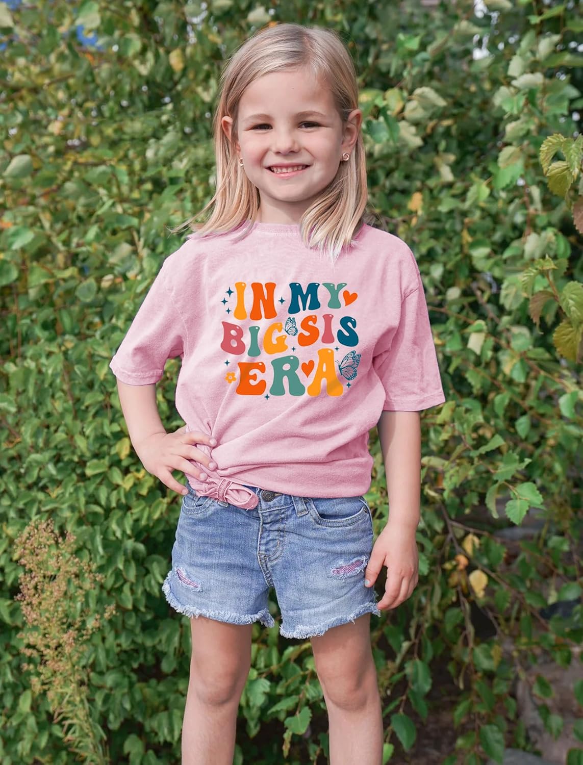 Toddler Big Sister Tee in My Big Sis Era Graphic T-Shirt Big Sis Announcement Crewneck Shirts Sibling Reveal Tops - Image 3