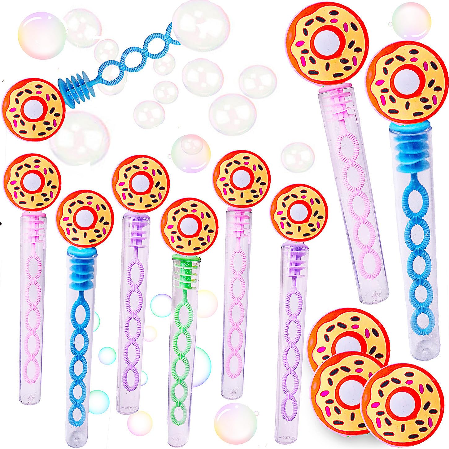 24 Packs Bulk Mini Donut Bubble Wands for School Summer Party Supplies, Classroom Birthday Party Prizes