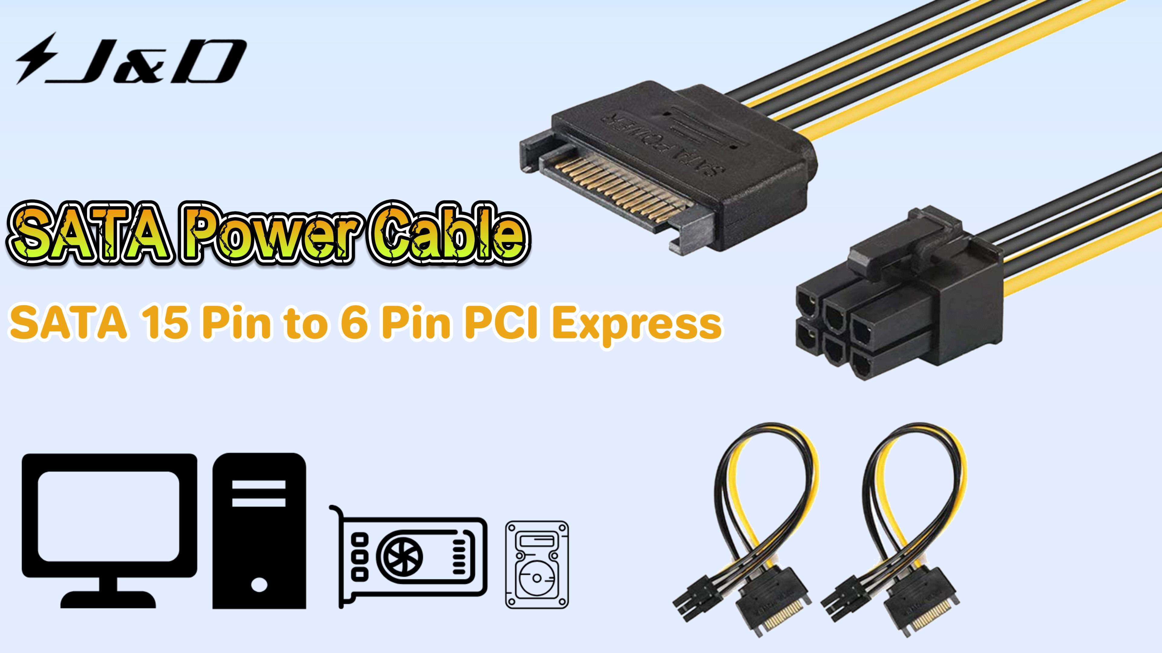 J&D Lot 3 Adaptateurs Câble Alimentation PCIe 15 Broches Vers 6 Broches SATA - Cartes Graphiques