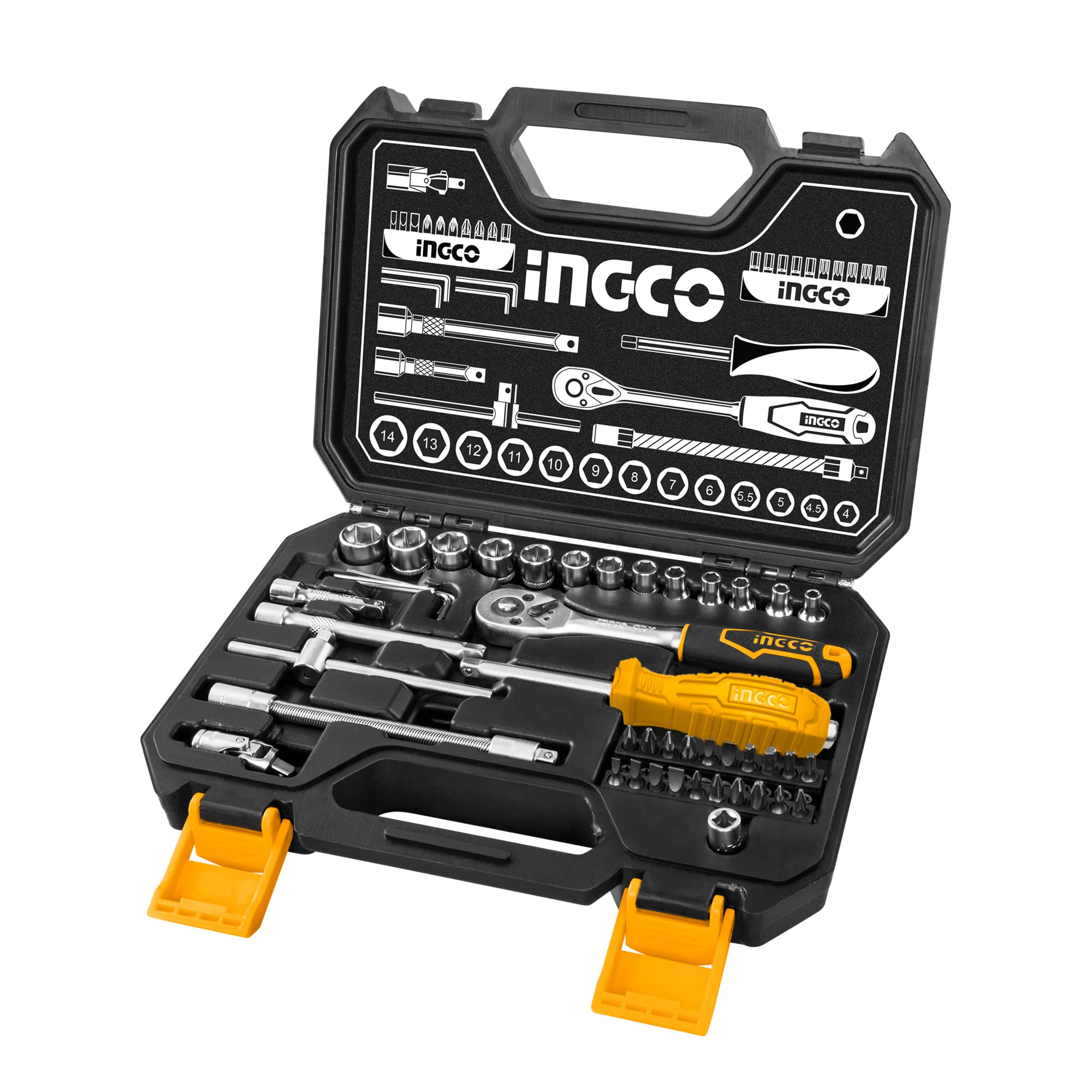 INGCO Socket Set Driver Ratchet Wrench Quick Release Tool Set with Case 1/4" SAE 45Pcs HKTS14451 (B09TPJ4DVQ) Amazon Price History, Amazon Price Tracker