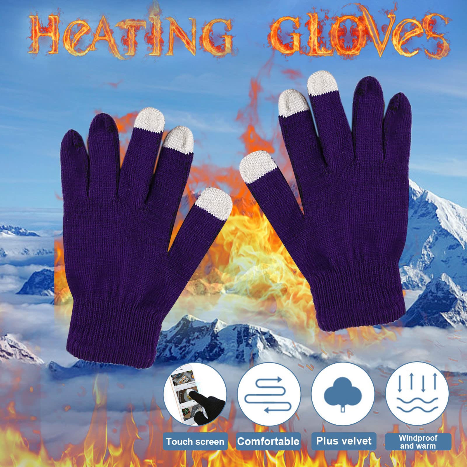 Guantes Pantalla Táctil Guantes Invierno Hombre Tejido Lana Térmica, Pantalla Táctil, A Prueba De Viento, Talla única, Marca Lava Guantes Térmicos Lana Lavables LAVA