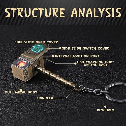 Miniatura 2 de Encendedor vintage de metal fresco, resistente al viento, encendido lateral táctil, encendedor electrónico USB recargable para hombres y mujeres,