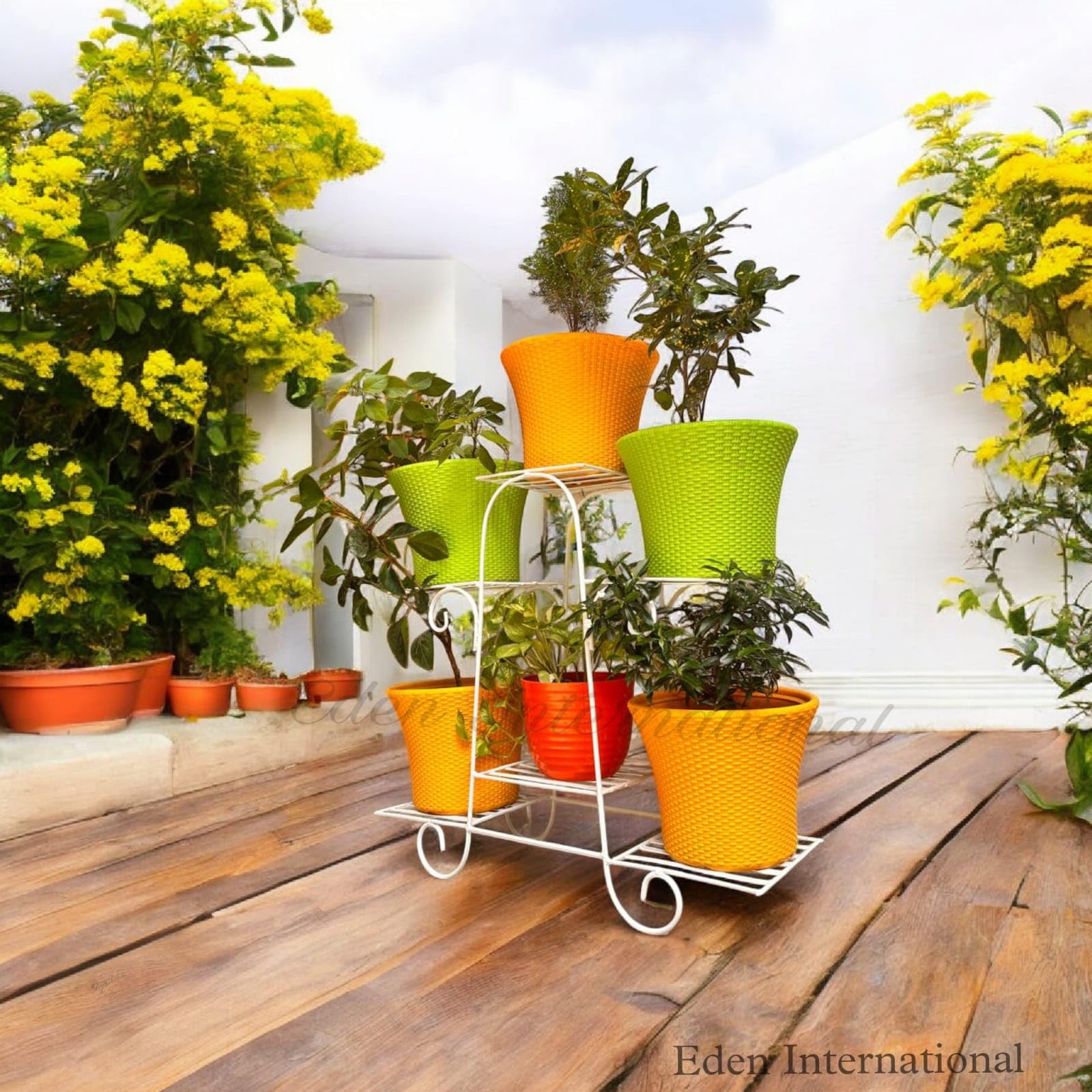 Eden International 6 Tier Plant Stands for Indoors and Outdoors, Flower Pot Stand Shelf for Multi Plants Metal Plant Stand for Patio Planter White(L-25x W-10 x H-25 inches) White (B0D7YTVYDR) Amazon Price History, Amazon Price Tracker