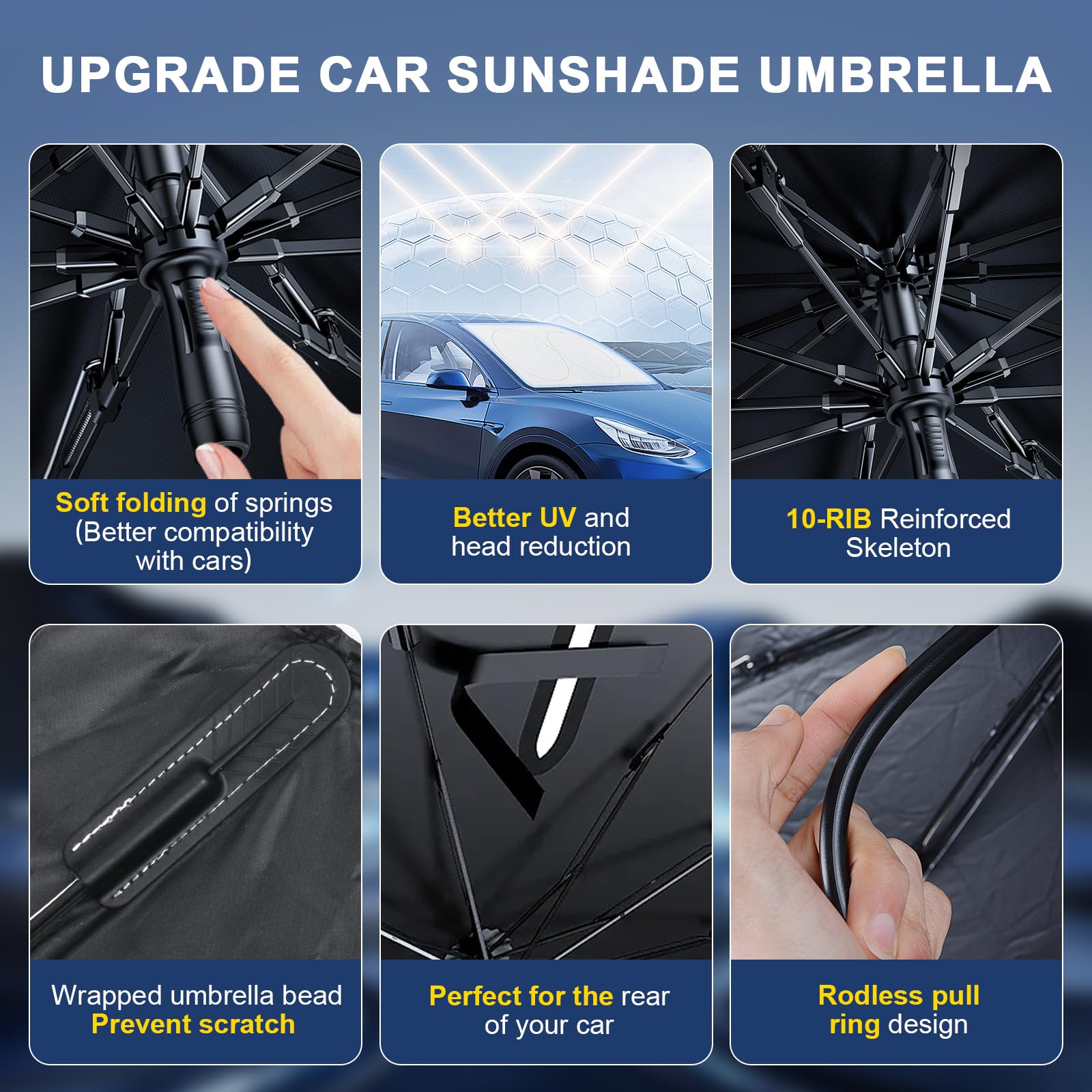 Pare-Soleil pour Pare-Brise de Voiture Pliant Pare-soleils pour Pare-Brise Avant Auto avec Coins en Cuir Anti-Rayures 135 x 75 cm Protection Solaire idéale pour SUV et Tous Types de véhicules