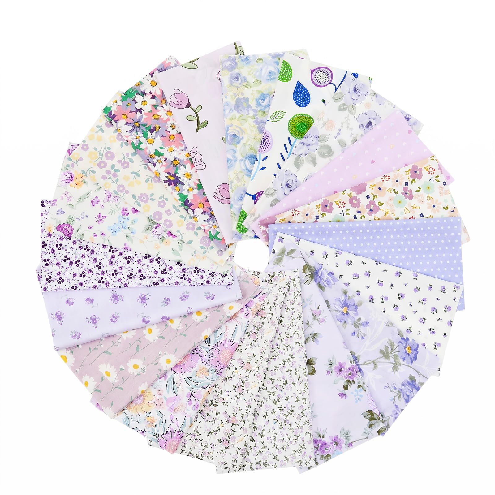 40 PCS Quilting Cotton Fabric Square, 25×25cm Quilting Bundles, Assorted Printed Patterns, Precut Fabric Sewing Patchwork Square for Sewing DIY Art Work Supplies(Purple)
