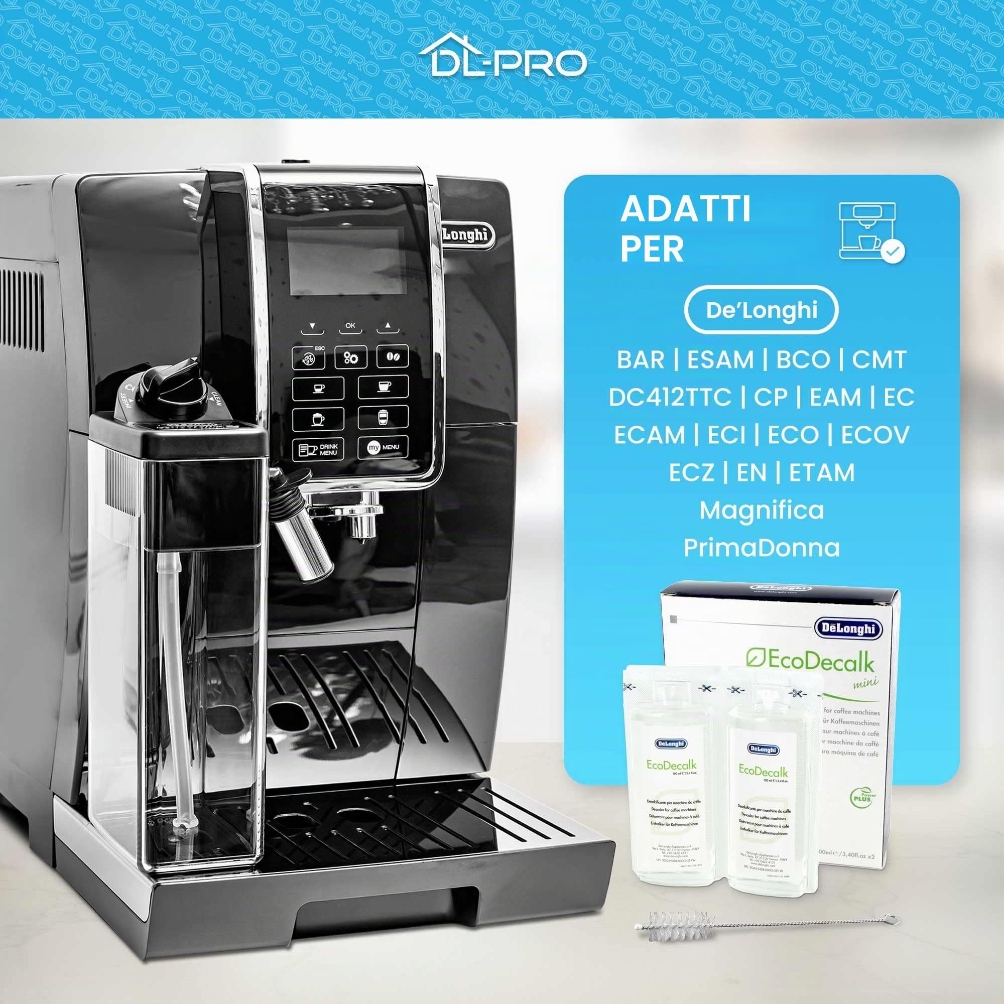DL-Pro 3x Anticalcare EcoDecalk Mini 6 x 100 ml compatibile con DeLonghi 5513292821 DLSC003 Macchina da caffè con spazzola di pulizia