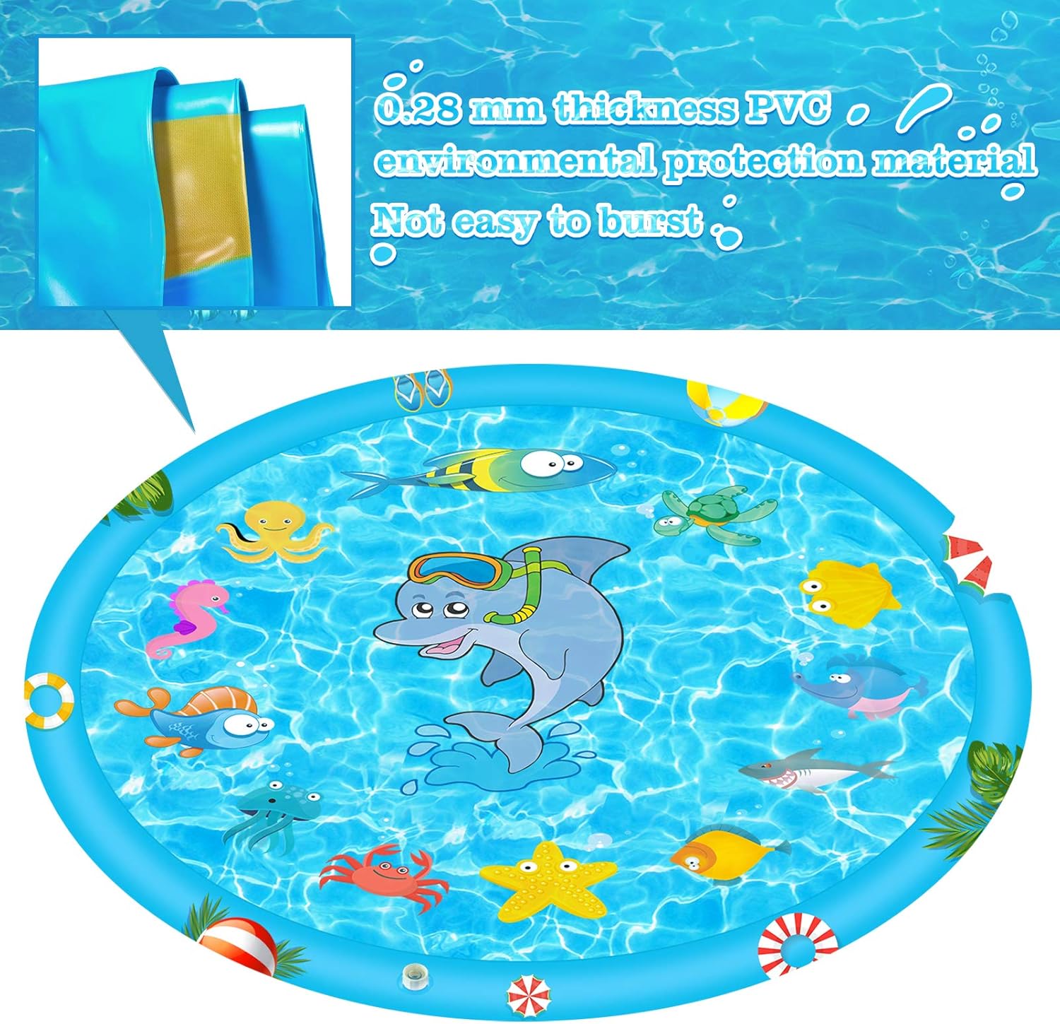 Perglad Splash Pad, 68'' Sprinkler for Kids Toddlers Outdoor Water Toys for 4-9 Year Old Boys Girls, Kiddie Baby Pool for Outside Fun Summer Gifts for 3-12 Year Old Girls : Toys & Games