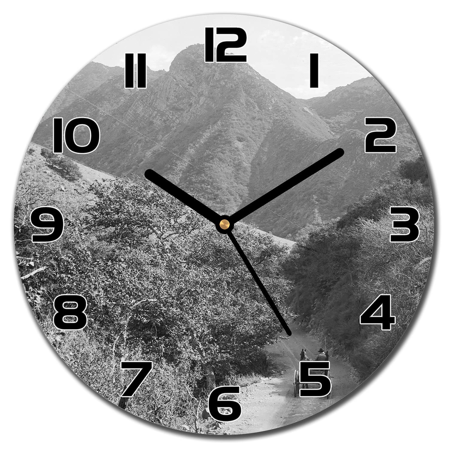 Horloge murale en verre Coloray lisible et incassable aiguilles noires pour cuisine