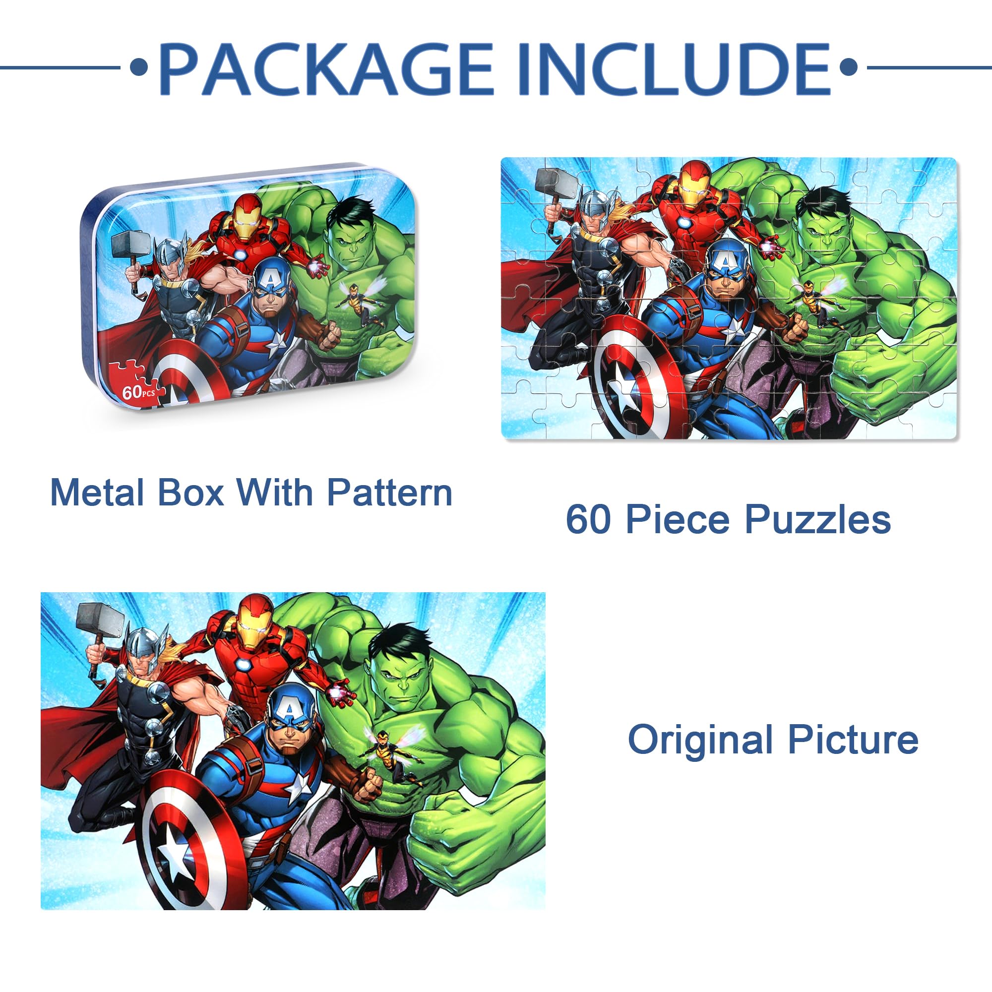 LELEMON Puzzles for Kids Ages 4-6, 60 Piece Puzzles for Kids Ages 4-8, Kids Puzzles in a Metal Box, Educational Learning Toys for Girls Boys — view 7