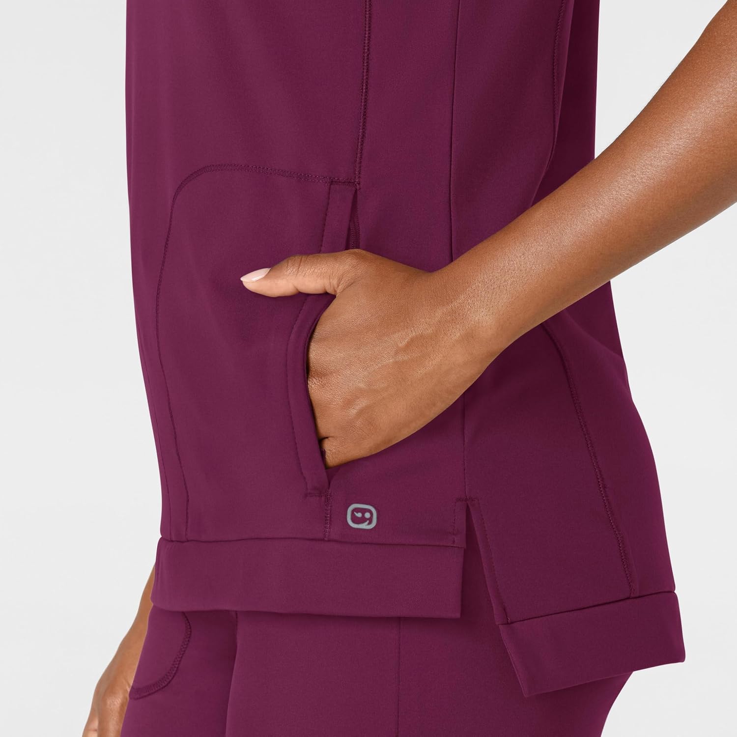 Wink Renew Women's Flex-n-Reach Crew Neck Scrub Top, Wine, XL