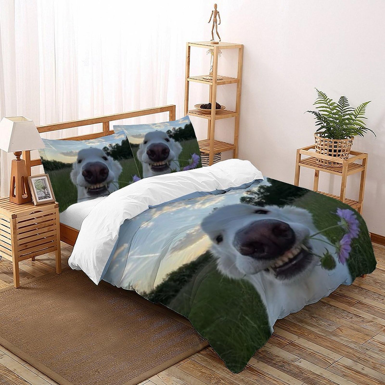Housse de couette chiots 3D pour lit King crée une ambiance cocooning dans la chambre des filles