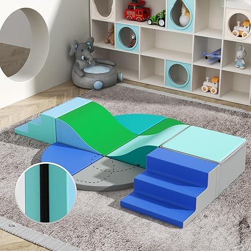 Miniatura 5 de Bloques de escalada de espuma para niños pequeños, 5 piezas de escalada suave para niños, juguetes de escalada para niños pequeños con tobogán