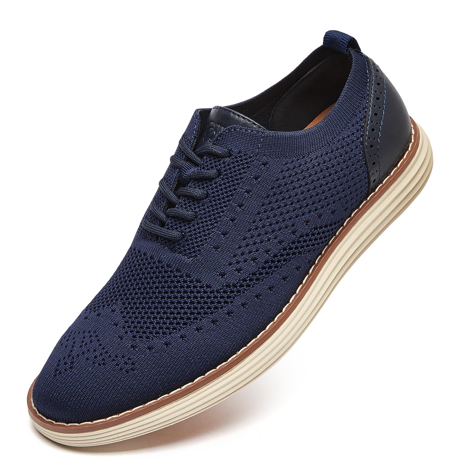 Men's Mesh Dress Sneakers Casual Oxford Shoes Lightweight Walking Shoes Breathable Wingtip Shoes Knit Brogue Sneakers