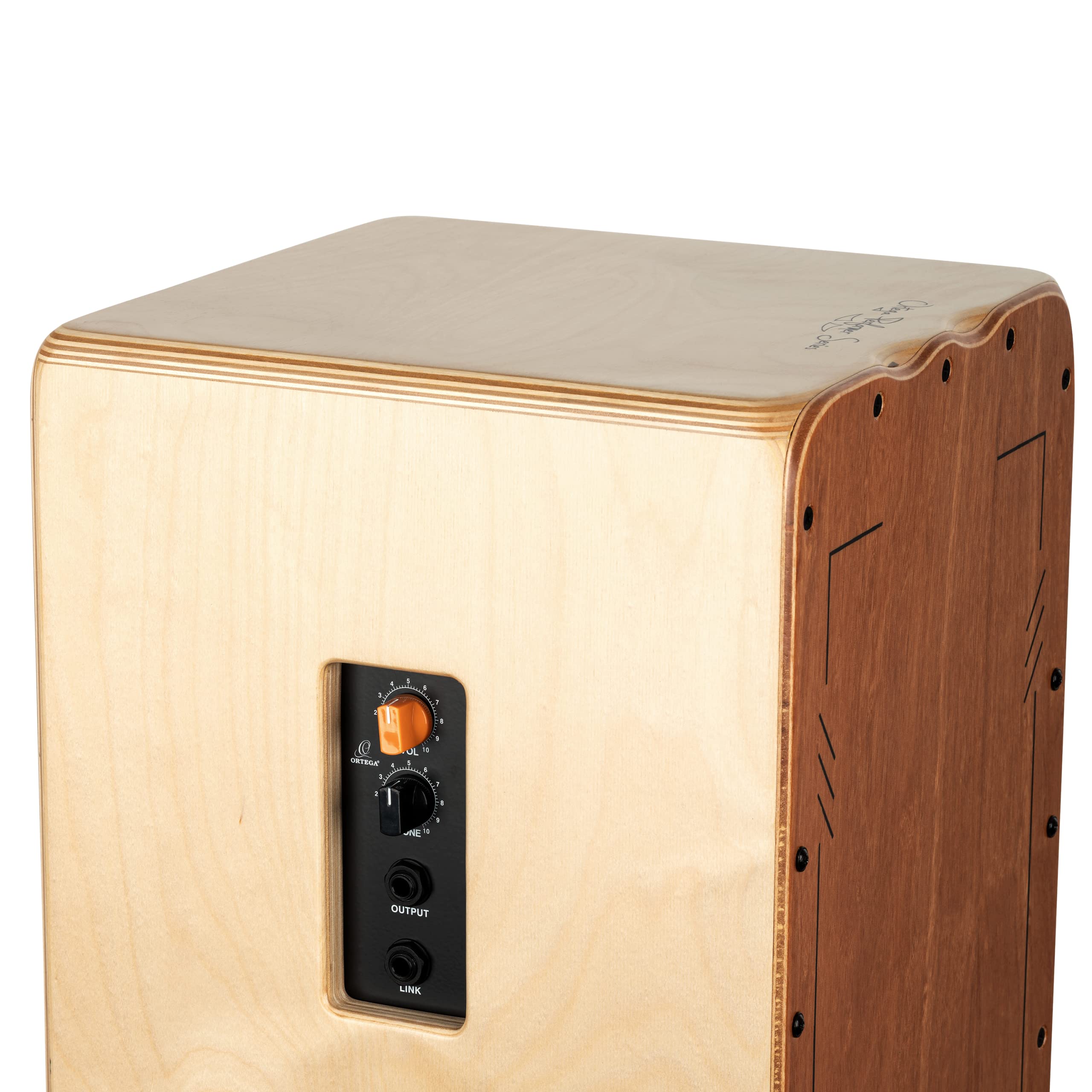 Ortega Guitars Performer Series Cajon – Caisse Claire Grand Format pour Droitier avec Micro – Surface de Frappe Cèdre, Naturel (OCJPF-2)