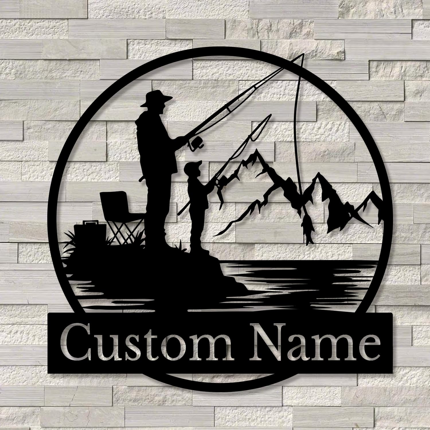 Personalized Custom Fishing Metal Wall Art,Man Cave Sign Fishing Lover Gift for Fisherman Metal Monogram, Address Numbers Signs (Fish A)
