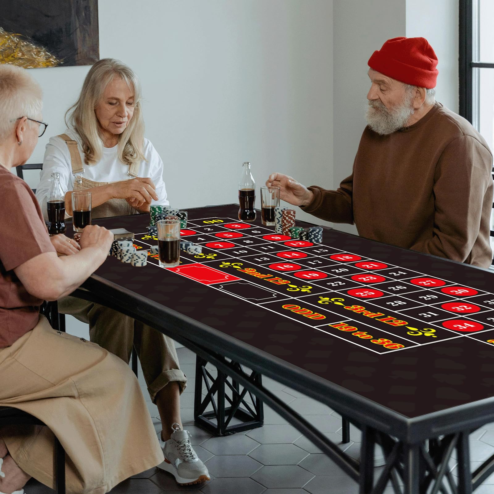 Extguds Roulette-Tisch-Layout-Matte, wasserdicht und rutschfest, Gummi, Casino-Roulette-Matte mit Aufbewahrungstasche, perfekt für Party, Spieleabend