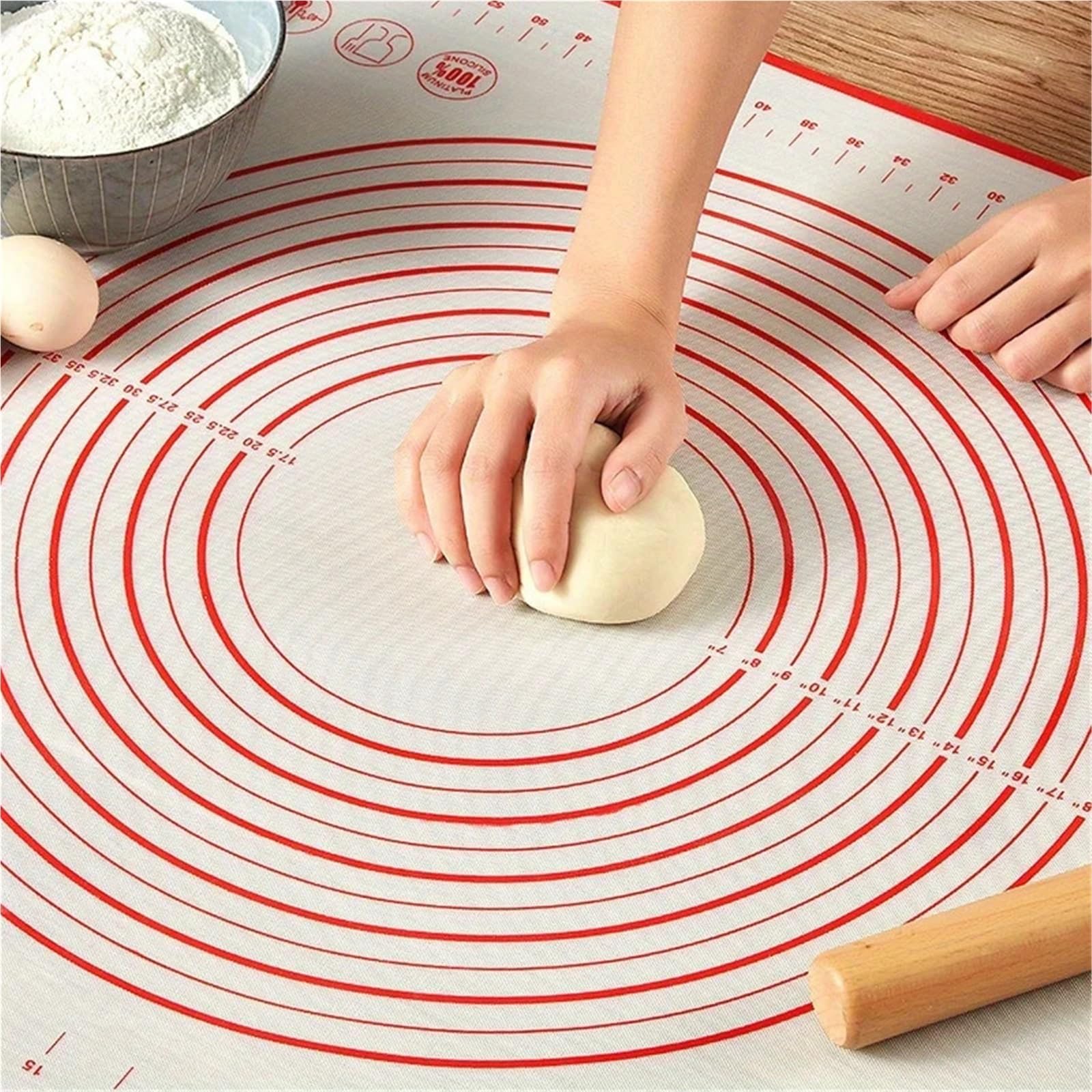 Rutschfeste Backunterlage Antihafte 1 Stück extragroße Silikon-Backmatte (80/70/60 cm) for Ausrollen und Kneten von Teig, ideal for Crêpes, Pizzateig als Antihaft-Backmatte for Pfannen(40X60CM)