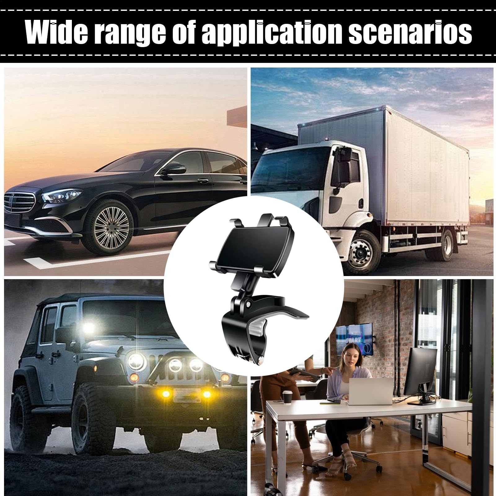 Porta telefono cruscotto auto Auto Antivibrazione | Supporto Per Cellulare Da Applicare Al Parasole 'Auto Per Berlina, SUV, Camion, Rimorchio, Camper, GPS, Navigazione,