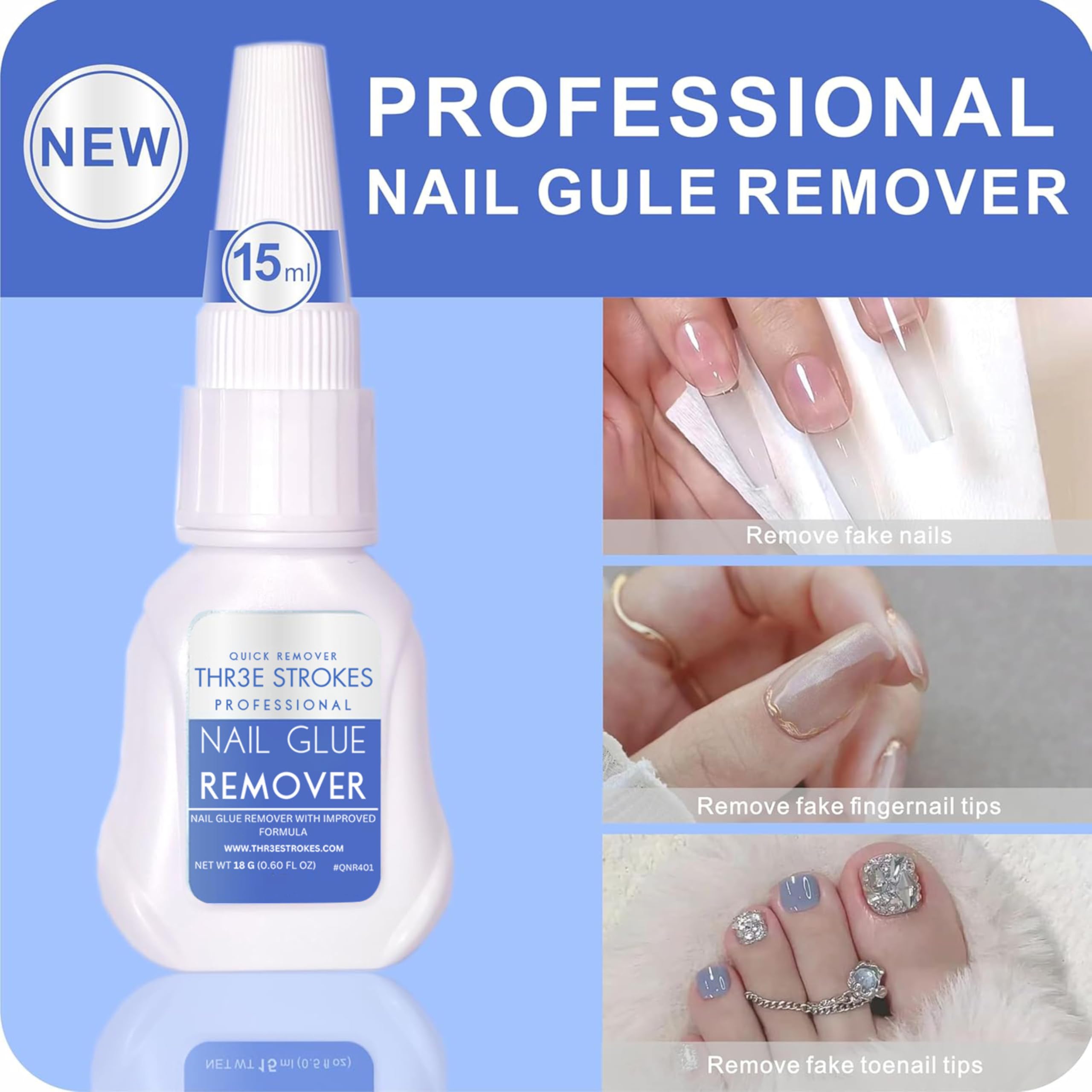 New Upgrade Super Strong Nail Glue Gel and Quickly Nail Glue Remover Kit Press on Nail,G1 Long-lasting 30+ Days Without UV Light,R1 Dropper-type Easily Remove Nail, Salon Professional Bundle (COMBO) 1