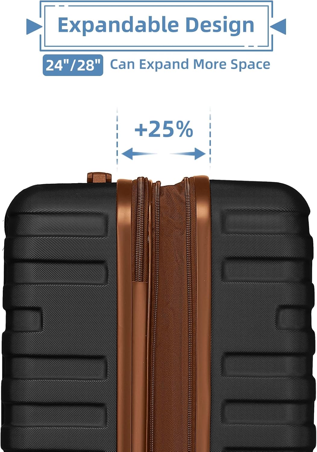 LARVENDER Luggage 6 Piece Sets Hardside Expandable Suitcases with Spinner Wheels TSA Lock, Lightweight Travel Carry On Luggage Sets for Women, Black