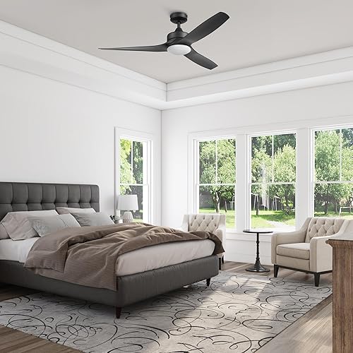 Miniatura 2 de Honeywell Ceiling Fans Lynton 51854-01 - Ventilador de techo para interiores y exteriores de 52 pulgadas con luz LED que cambia de color, control
