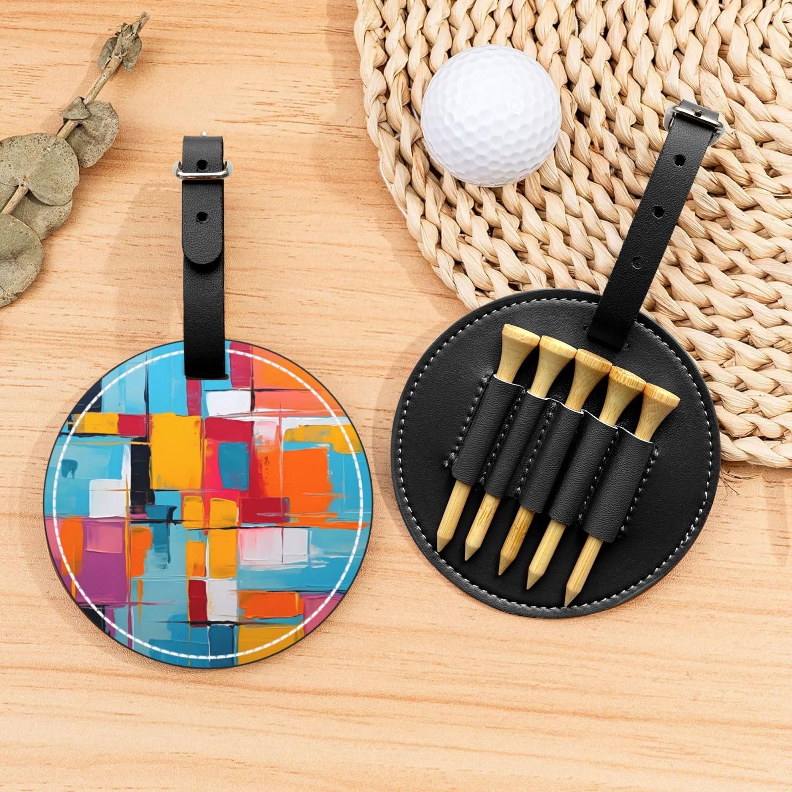 Colour Block Black Golf tee Storage Bag - Durable and wear-Resistant Golf Accessories