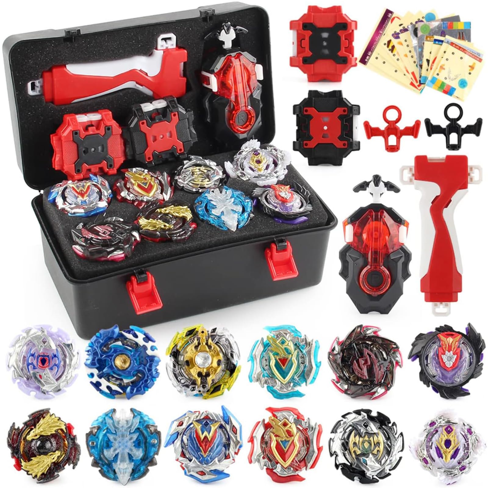 TUKIIE Bey Battling Top Burst Gyro Toy Set, Battling Tops for Kids, 12 Spinning Tops, 3 Launchers with Storage Box, Birthday Present for Children Boys Girls Kids Ages 8+