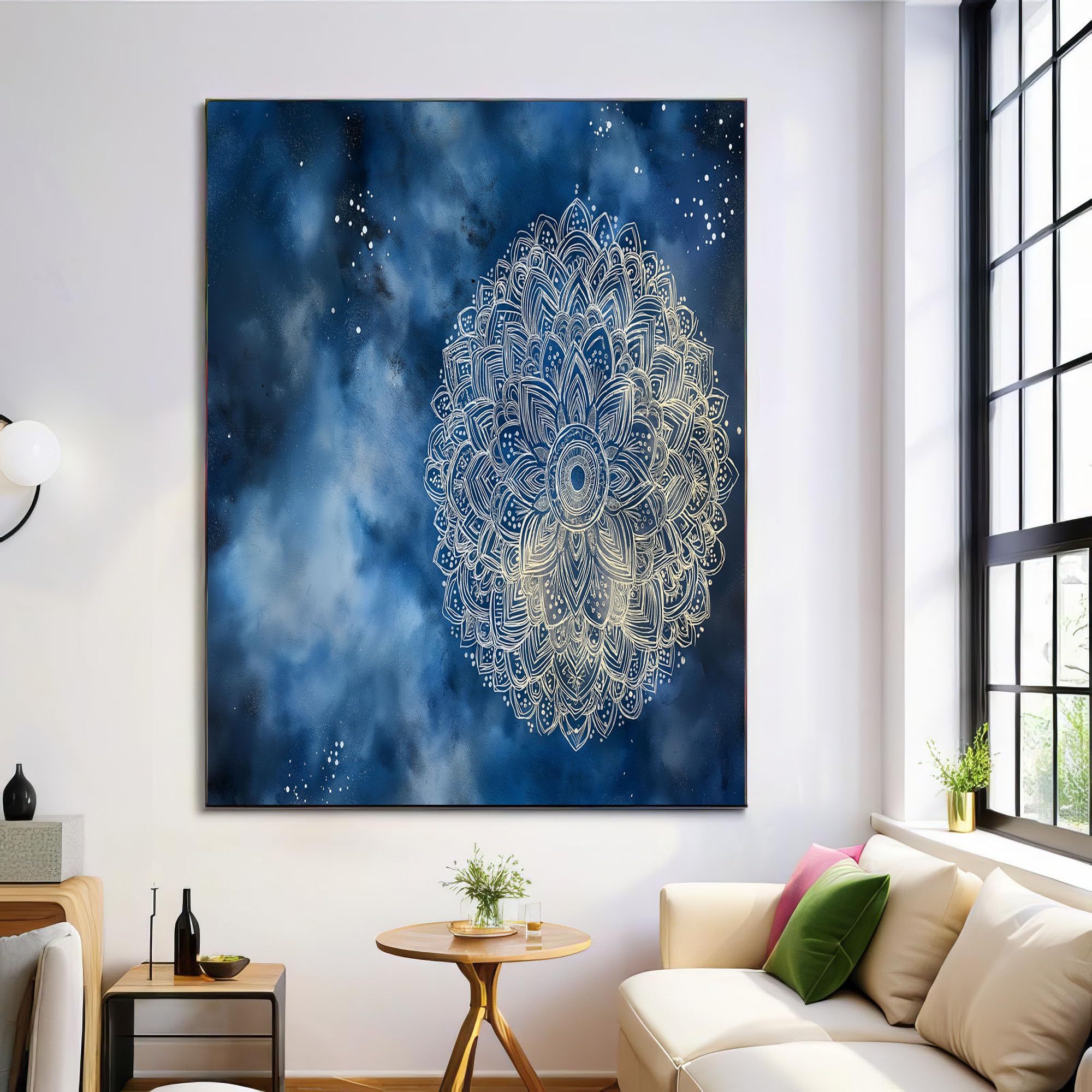 Elegant Mandala Wall Art Cosmic ThemeArt Posters Funky Aesthetic Canvas Prints Bedroom living room8 x10 UnframedDark blue