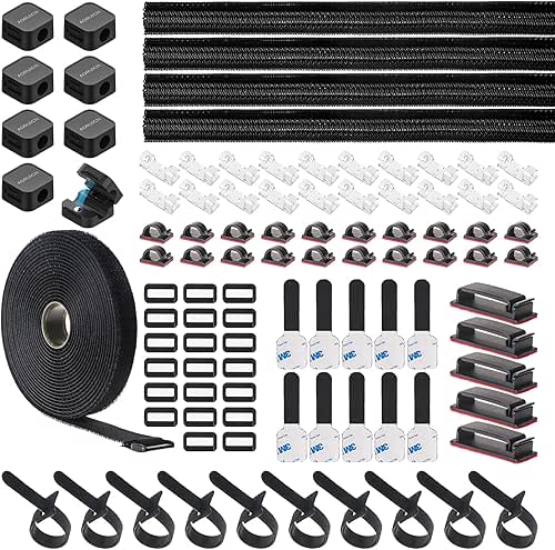 AORUICN 98 Pcs Cable Management Kit, Prevents Cables from Tangling
