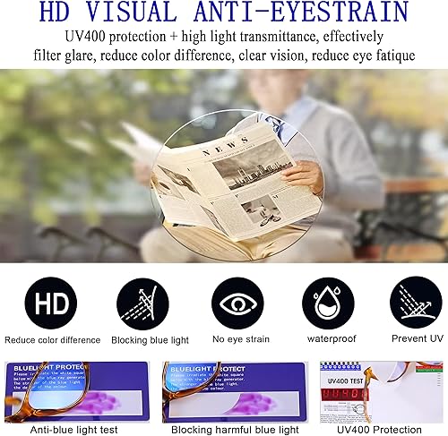 Miniatura 8 de EYEURL Paquete de 4 lentes de lectura para mujer, diseño de ojo de gato a la moda, bloqueo de luz azul, 1.25 pulgadas con bisagras de resorte,