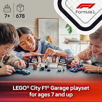LEGO City F1 Garage & Mercedes-AMG & Alpine Cars Toy - Model Race Car Building Toy and Portable Playset for Kids, Boys and Girls, Ages 7+ F1 Collectible for Fans - Gift Idea for Birthdays - 60444