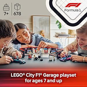 LEGO City F1 Garage & Mercedes-AMG & Alpine Cars Toy - Model Race Car Building Toy and Portable Playset for Kids, Boys and Girls, Ages 7+ - F1 Collectible for Fans - Gift Idea for Birthdays - 60444