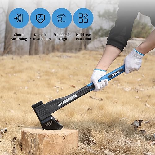 Miniatura 4 de Hacha de corte, hacha de camping al aire libre de 15 pulgadas para división de madera y leña, herramienta de mano tratada térmicamente de acero al