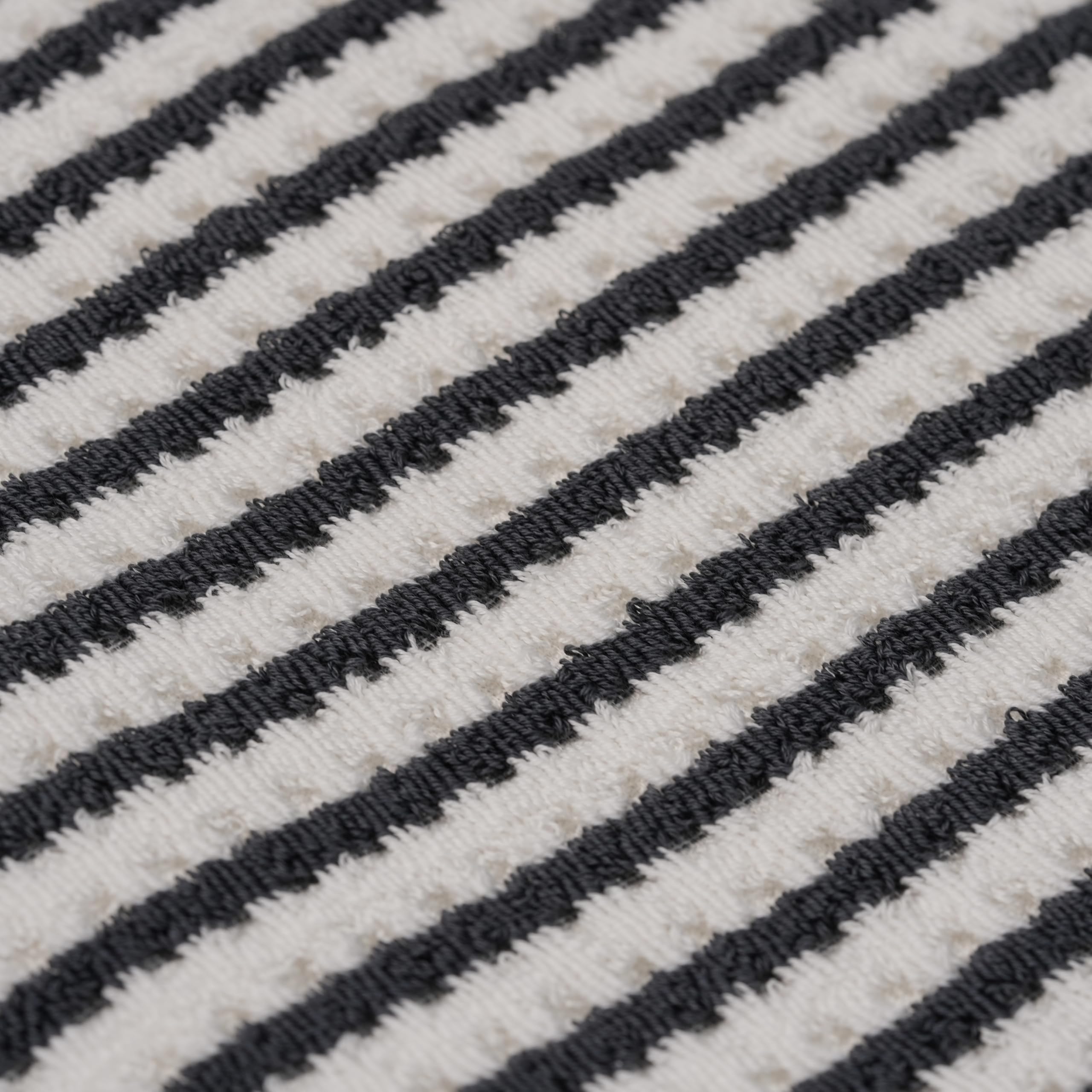 Soie Satinée - Juego de 3 toallas de mano Gaufre Tissage, colección Boutiq Home Collection, Fumé Dégradé Ivoire Rayures