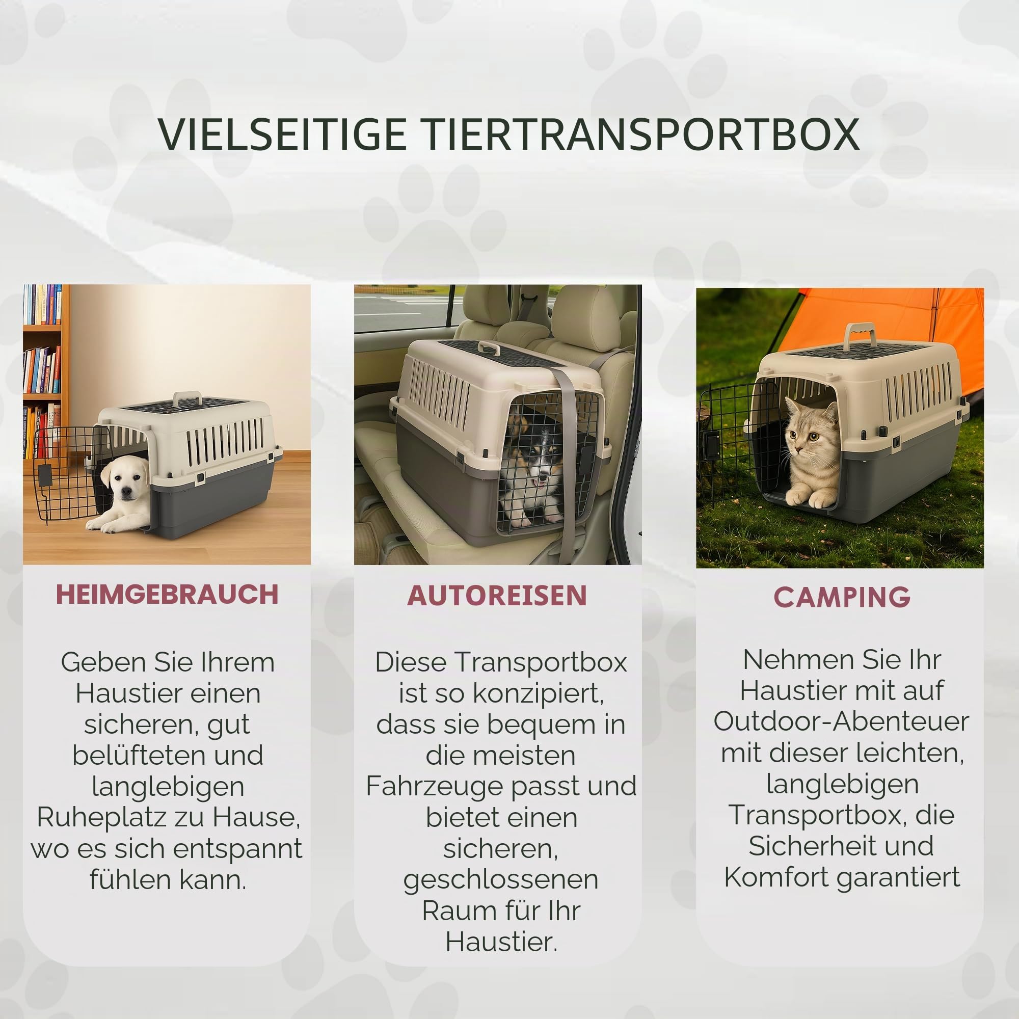 Katzenreisekorb Groß für 12 kg Haustiere - Katzenreisekorb mit abschließbarer Türlüftung - Tragbare Transportbox Katze/Kaninchen/Welpen