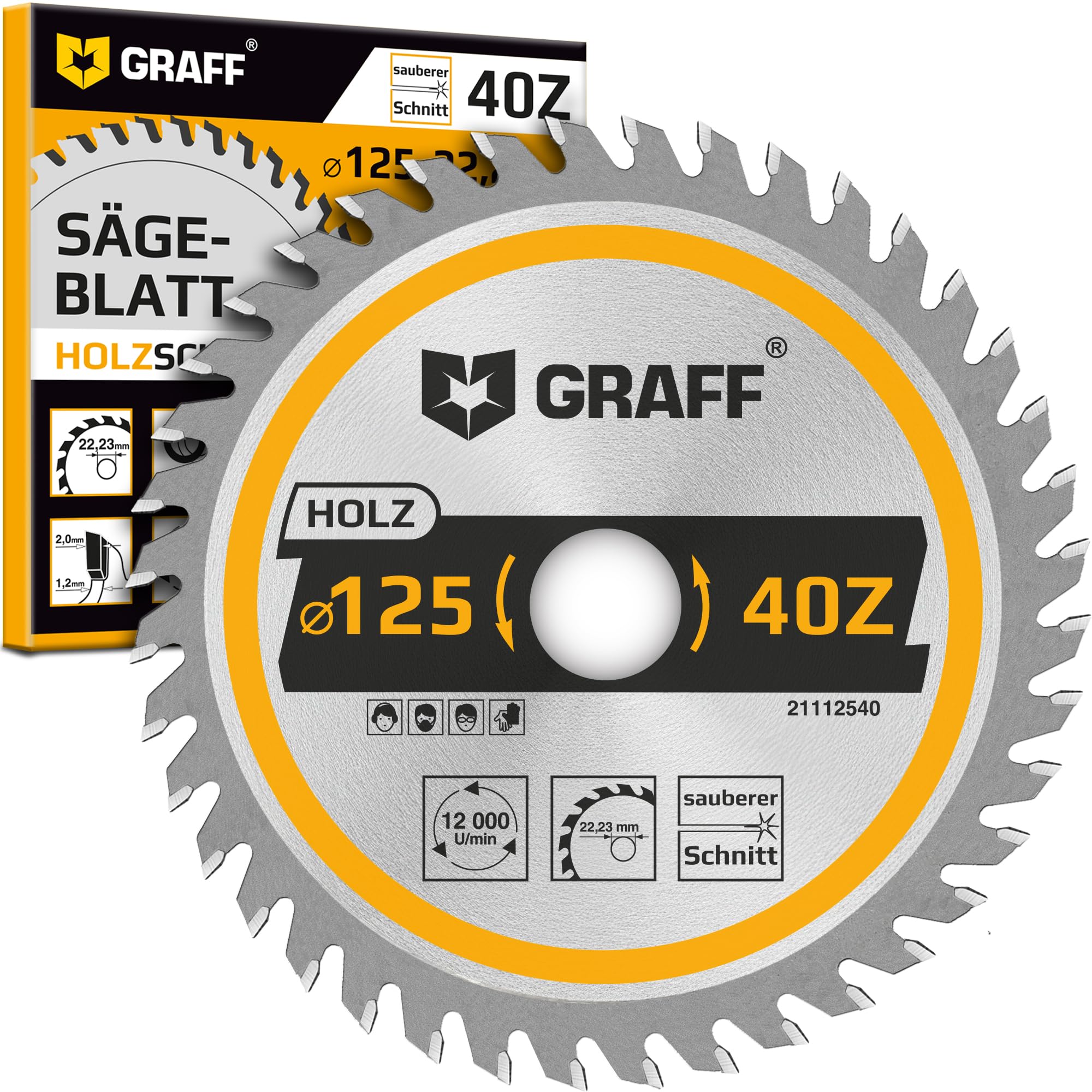 125 mm Sägeblatt für Holz, Sperrholz, Laminat, Trockenbau, Kunststoff – 40 Zähne Flex Scheibe Holz, Trennscheibe 125mm GRAFF