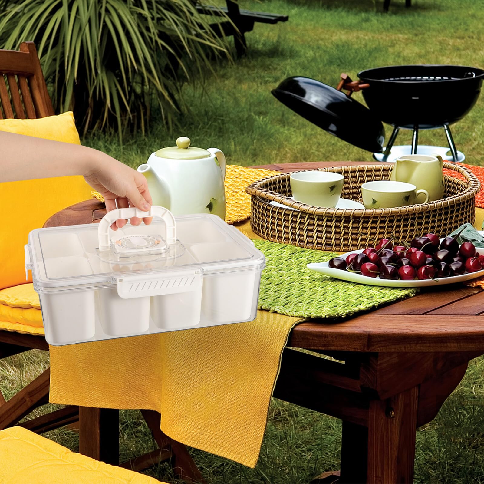Toyvian Contenitore per Snack Scomparti Coperchio Frutta Secca Caramelle Snack Cibo Cotto Biscotti Formaggio Antipasti Frutta Verdura Carne Leggero Compatto Robusto Pulito e Ordinato