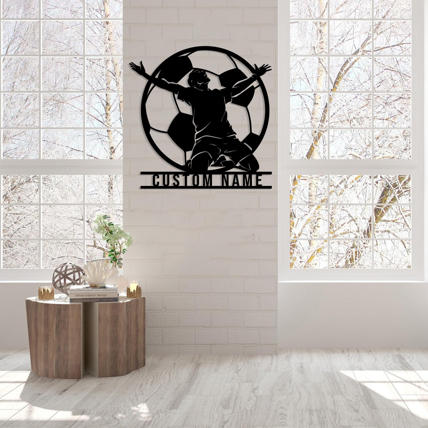 Customized football metal signs, personalized football player name and number signs for home decoration, indoor and outdoor wall art decoration (style-3)